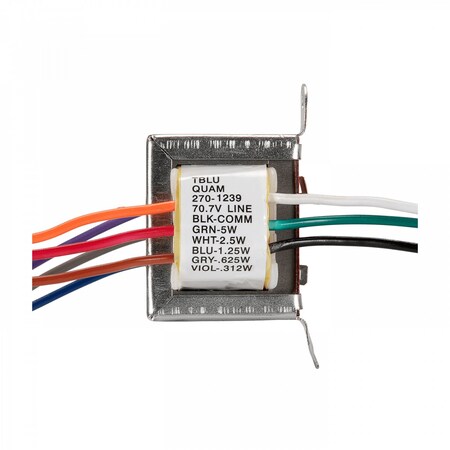 Quam 5W-25/70V Transformer, 5 Taps At -3Db Levels TBLU